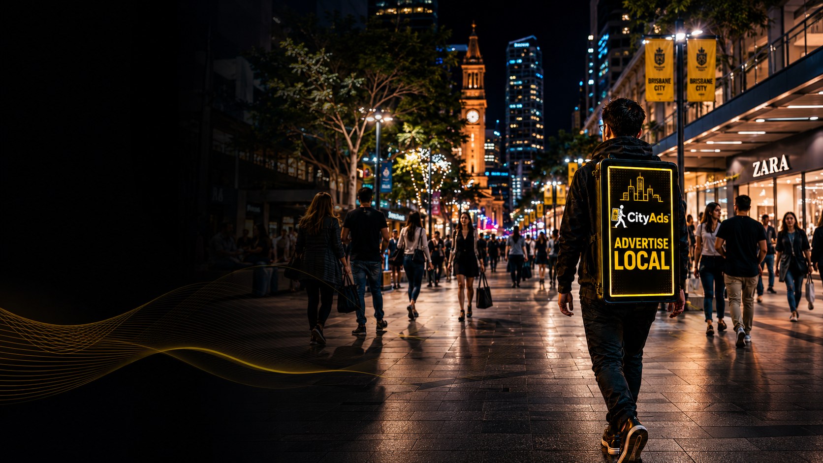 Walking billboard advertising in Brisbane City Mall and Queen Street Mall